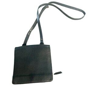R.P.S. Rock Paper Scissors Black Leather Crossbody Travel Bag